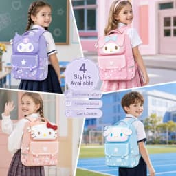 Sanrio Kuromi Primary School Daily Use Bag Ergonomic Multi-Compartment Lightweight Spine Support Wide Shoulder Straps Backpack
