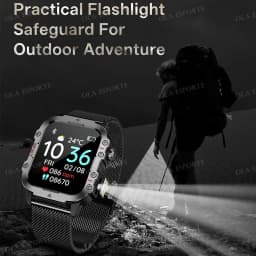 2026 Military Outdoor Smart Watch Men's GPS Flashlight Bluetooth Call 2.01" AMOLED Screen 3ATM Waterproof Sports Smartwatch Ht30