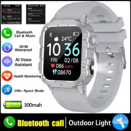 2026 Military Outdoor Smart Watch Men's GPS Flashlight Bluetooth Call 2.01" AMOLED Screen 3ATM Waterproof Sports Smartwatch Ht30