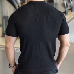 Men's Knitted Business Polo Shirt Summer Ice Silk Breathable Elastic Slim Fit Solid Color Lapel Short Sleeve Knitted T-Shirt Top