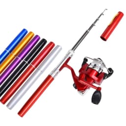 20cm Portable Pocket Telescopic Mini Fishing Pole Pen Shape Folded Fishing Rod with Reel Wheel Portable Mini Fishing Rod