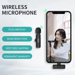 KEBIDUMEI 2.4G Wireless Lavalier Microphone Portable Audio Video Recording for iPhone Android Live Broadcast Gaming Phone