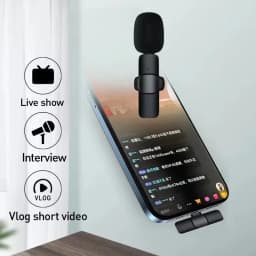 KEBIDUMEI 2.4G Wireless Lavalier Microphone Portable Audio Video Recording for iPhone Android Live Broadcast Gaming Phone