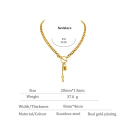Yhpup New 316L Stainless Steel Jewelry Punk Metal Lock Pendant Necklace Minimalist 18 K Plated Chain подвеска Necklace Gala