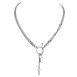 Yhpup New 316L Stainless Steel Jewelry Punk Metal Lock Pendant Necklace Minimalist 18 K Plated Chain подвеска Necklace Gala