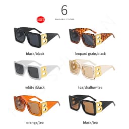 2026 New Fashion Oversized Sunglasses Women Letter B Leg Design Square Luxury Trend Men Retro Big Frame Eyeglasses Oculos De Sol