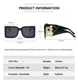 2026 New Fashion Oversized Sunglasses Women Letter B Leg Design Square Luxury Trend Men Retro Big Frame Eyeglasses Oculos De Sol