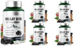 Shilajit Ultra with L-Arginine for Natural Energy and Vitality 60 Capsules Non-GMO Endurance Stamina Antioxidant Supplement