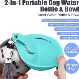 Portable Dog Water Bottle Stainless Steel Travel Cat Water Dispenser with Bowl No-Spill Puppy Water Bottle for Walking Hiking
