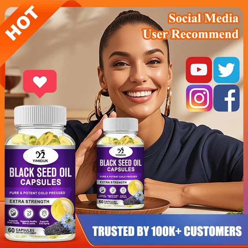 Yimiduk Premium Black Seed Oil Supplement, for Overall Wellness & Vitality, Joint & Brain Health & Immune System, Anti Aging