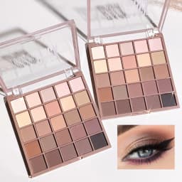 Eyeshadow palette in 25 colors, matte brown nude multi-color eyeshadow, high color rendering, waterproof and sweatproof, daily e
