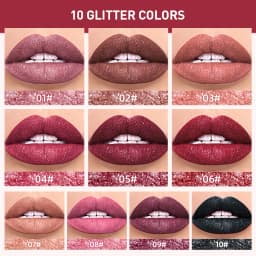 QIBEST Diamond Liquid Lipstick Moisturizing Long-Lasting Purple Sparkling Waterproof Lip Gloss Cosmetics Matte Glitter Lipstick