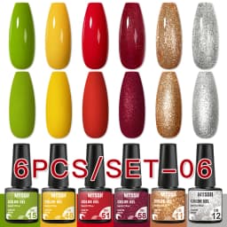 Mtssii 6PCS/Set Nude Color Gel Nail Polish Set 150 Colors Glitter Semi Permanent UV Led Gel Varnish Soak Off Nail Gel Art Design