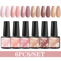 Mtssii 6PCS/Set Nude Color Gel Nail Polish Set 150 Colors Glitter Semi Permanent UV Led Gel Varnish Soak Off Nail Gel Art Design