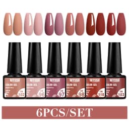 Mtssii 6PCS/Set Nude Color Gel Nail Polish Set 150 Colors Glitter Semi Permanent UV Led Gel Varnish Soak Off Nail Gel Art Design