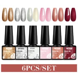 Mtssii 6PCS/Set Nude Color Gel Nail Polish Set 150 Colors Glitter Semi Permanent UV Led Gel Varnish Soak Off Nail Gel Art Design