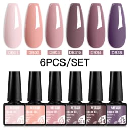 Mtssii 6PCS/Set Nude Color Gel Nail Polish Set 150 Colors Glitter Semi Permanent UV Led Gel Varnish Soak Off Nail Gel Art Design