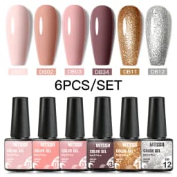 Mtssii 6PCS/Set Nude Color Gel Nail Polish Set 150 Colors Glitter Semi Permanent UV Led Gel Varnish Soak Off Nail Gel Art Design