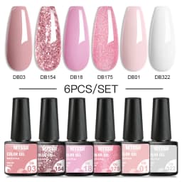 Mtssii 6PCS/Set Nude Color Gel Nail Polish Set 150 Colors Glitter Semi Permanent UV Led Gel Varnish Soak Off Nail Gel Art Design
