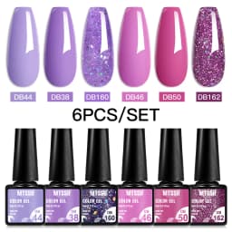 Mtssii 6PCS/Set Nude Color Gel Nail Polish Set 150 Colors Glitter Semi Permanent UV Led Gel Varnish Soak Off Nail Gel Art Design
