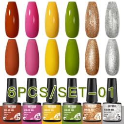 Mtssii 6PCS/Set Nude Color Gel Nail Polish Set 150 Colors Glitter Semi Permanent UV Led Gel Varnish Soak Off Nail Gel Art Design