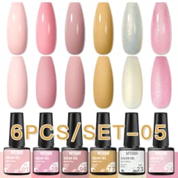 Mtssii 6PCS/Set Nude Color Gel Nail Polish Set 150 Colors Glitter Semi Permanent UV Led Gel Varnish Soak Off Nail Gel Art Design