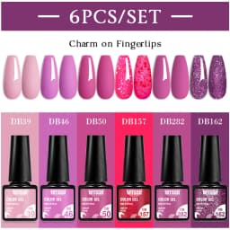 Mtssii 6PCS/Set Nude Color Gel Nail Polish Set 150 Colors Glitter Semi Permanent UV Led Gel Varnish Soak Off Nail Gel Art Design