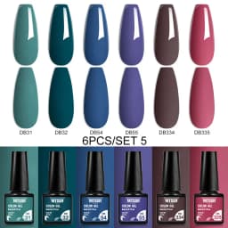 Mtssii 6PCS/Set Nude Color Gel Nail Polish Set 150 Colors Glitter Semi Permanent UV Led Gel Varnish Soak Off Nail Gel Art Design