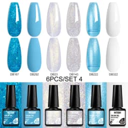 Mtssii 6PCS/Set Nude Color Gel Nail Polish Set 150 Colors Glitter Semi Permanent UV Led Gel Varnish Soak Off Nail Gel Art Design