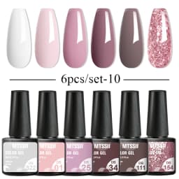 Mtssii 6PCS/Set Nude Color Gel Nail Polish Set 150 Colors Glitter Semi Permanent UV Led Gel Varnish Soak Off Nail Gel Art Design
