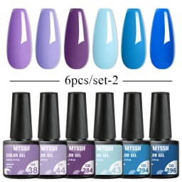 Mtssii 6PCS/Set Nude Color Gel Nail Polish Set 150 Colors Glitter Semi Permanent UV Led Gel Varnish Soak Off Nail Gel Art Design