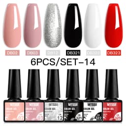 Mtssii 6PCS/Set Nude Color Gel Nail Polish Set 150 Colors Glitter Semi Permanent UV Led Gel Varnish Soak Off Nail Gel Art Design