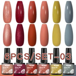 Mtssii 6PCS/Set Nude Color Gel Nail Polish Set 150 Colors Glitter Semi Permanent UV Led Gel Varnish Soak Off Nail Gel Art Design