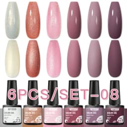 Mtssii 6PCS/Set Nude Color Gel Nail Polish Set 150 Colors Glitter Semi Permanent UV Led Gel Varnish Soak Off Nail Gel Art Design