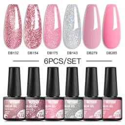 Mtssii 6PCS/Set Nude Color Gel Nail Polish Set 150 Colors Glitter Semi Permanent UV Led Gel Varnish Soak Off Nail Gel Art Design