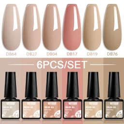 Mtssii 6PCS/Set Nude Color Gel Nail Polish Set 150 Colors Glitter Semi Permanent UV Led Gel Varnish Soak Off Nail Gel Art Design