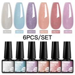 Mtssii 6PCS/Set Nude Color Gel Nail Polish Set 150 Colors Glitter Semi Permanent UV Led Gel Varnish Soak Off Nail Gel Art Design