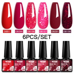 Mtssii 6PCS/Set Nude Color Gel Nail Polish Set 150 Colors Glitter Semi Permanent UV Led Gel Varnish Soak Off Nail Gel Art Design