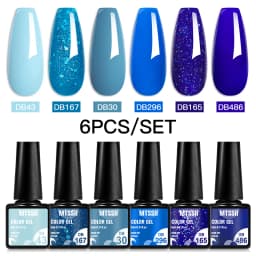 Mtssii 6PCS/Set Nude Color Gel Nail Polish Set 150 Colors Glitter Semi Permanent UV Led Gel Varnish Soak Off Nail Gel Art Design