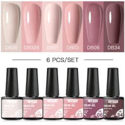 Mtssii 6PCS/Set Nude Color Gel Nail Polish Set 150 Colors Glitter Semi Permanent UV Led Gel Varnish Soak Off Nail Gel Art Design