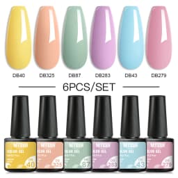Mtssii 6PCS/Set Nude Color Gel Nail Polish Set 150 Colors Glitter Semi Permanent UV Led Gel Varnish Soak Off Nail Gel Art Design