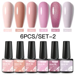Mtssii 6PCS/Set Nude Color Gel Nail Polish Set 150 Colors Glitter Semi Permanent UV Led Gel Varnish Soak Off Nail Gel Art Design