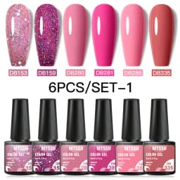 Mtssii 6PCS/Set Nude Color Gel Nail Polish Set 150 Colors Glitter Semi Permanent UV Led Gel Varnish Soak Off Nail Gel Art Design