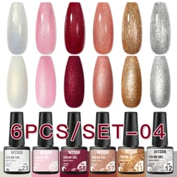 Mtssii 6PCS/Set Nude Color Gel Nail Polish Set 150 Colors Glitter Semi Permanent UV Led Gel Varnish Soak Off Nail Gel Art Design