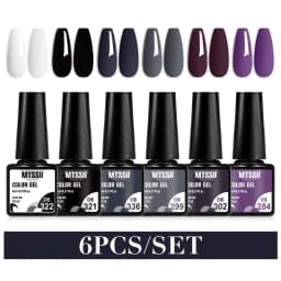 Mtssii 6PCS/Set Nude Color Gel Nail Polish Set 150 Colors Glitter Semi Permanent UV Led Gel Varnish Soak Off Nail Gel Art Design