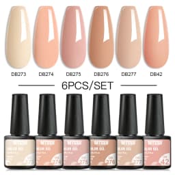 Mtssii 6PCS/Set Nude Color Gel Nail Polish Set 150 Colors Glitter Semi Permanent UV Led Gel Varnish Soak Off Nail Gel Art Design