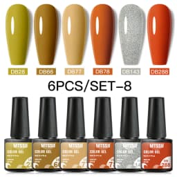 Mtssii 6PCS/Set Nude Color Gel Nail Polish Set 150 Colors Glitter Semi Permanent UV Led Gel Varnish Soak Off Nail Gel Art Design