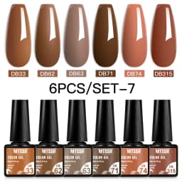 Mtssii 6PCS/Set Nude Color Gel Nail Polish Set 150 Colors Glitter Semi Permanent UV Led Gel Varnish Soak Off Nail Gel Art Design