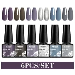 Mtssii 6PCS/Set Nude Color Gel Nail Polish Set 150 Colors Glitter Semi Permanent UV Led Gel Varnish Soak Off Nail Gel Art Design