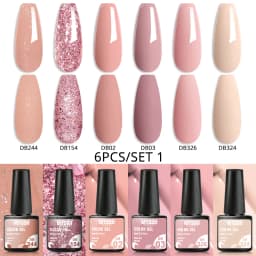 Mtssii 6PCS/Set Nude Color Gel Nail Polish Set 150 Colors Glitter Semi Permanent UV Led Gel Varnish Soak Off Nail Gel Art Design